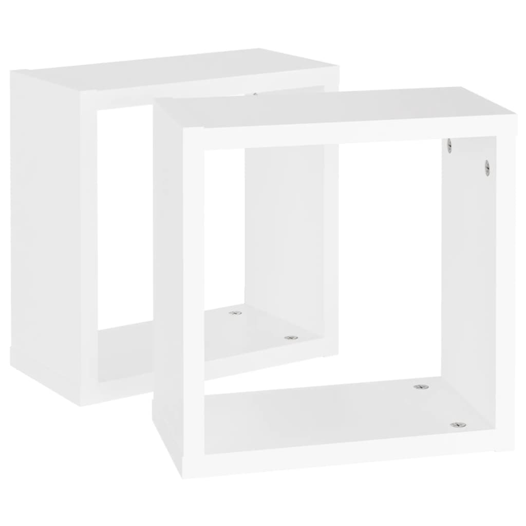 Wall Cube Shelves 2 pcs White 30x15x30 cm