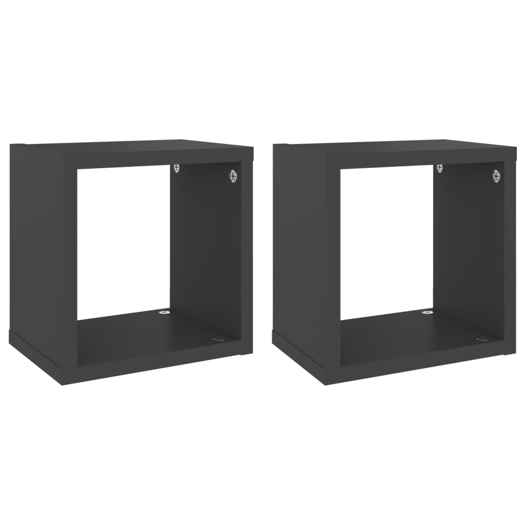 Wall Cube Shelves 2 pcs Grey 22x15x22 cm