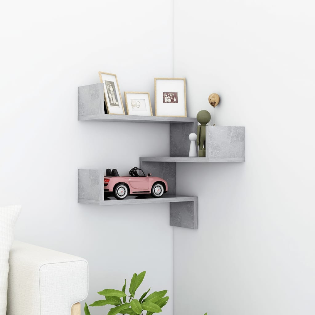 Wall Corner Shelf Concrete Grey 40x40x50 cm Engineered Wood