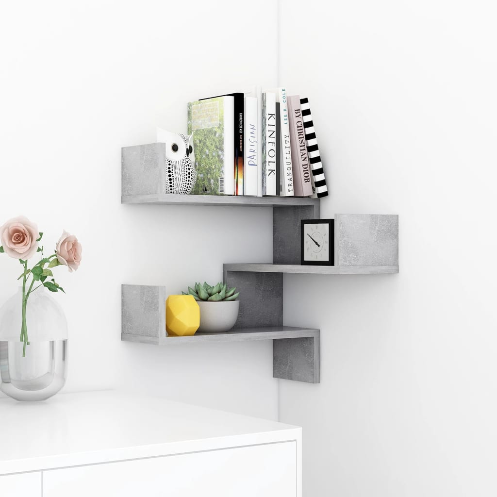 Wall Corner Shelf Concrete Grey 40x40x50 cm Engineered Wood