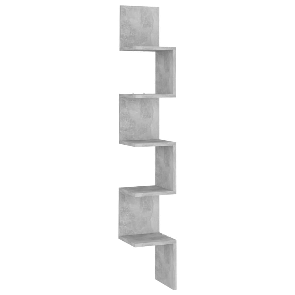 Wall Corner Shelf Concrete Grey 20x20x127.5 cm Engineered Wood