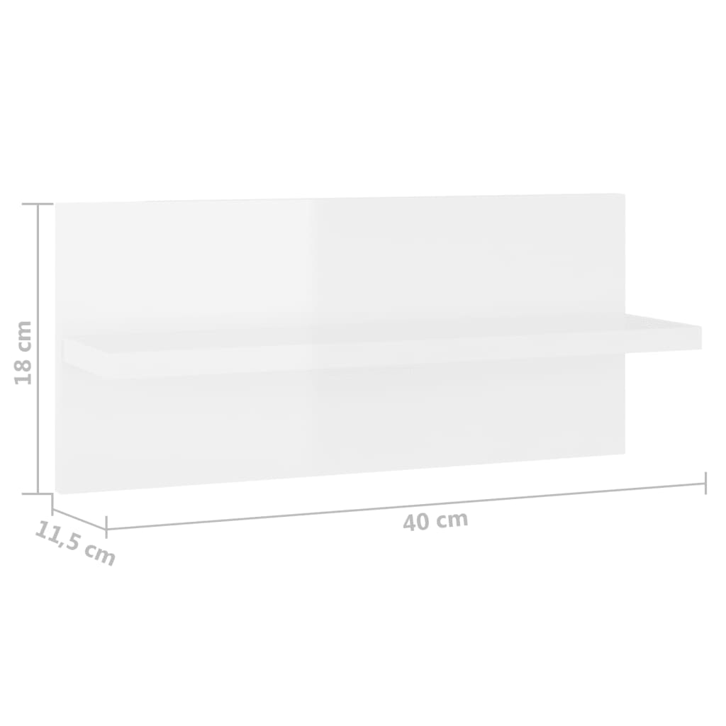 Wall Shelves 4 pcs High Gloss White 40x11.5x18 cm