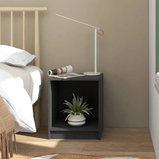 Bedside Cabinet Grey 35.5x33.5x41.5 cm Solid Pinewood