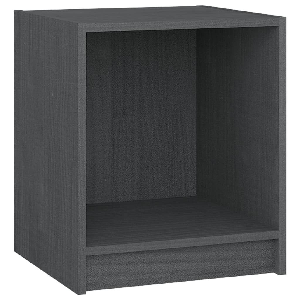 Bedside Cabinet Grey 35.5x33.5x41.5 cm Solid Pinewood