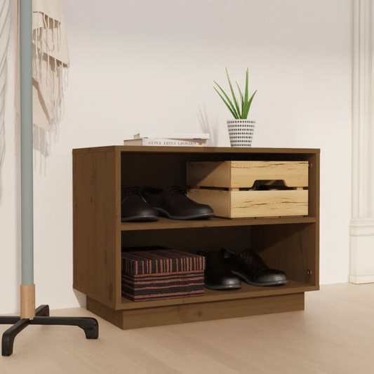 vidaXL Shoe Cabinet Honey Brown 60x34x45 cm Solid Wood Pine