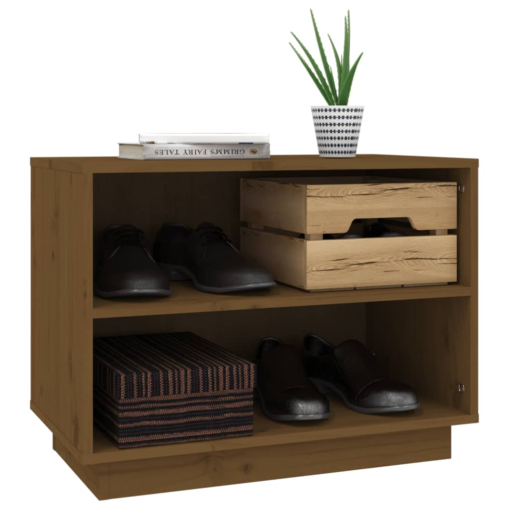 vidaXL Shoe Cabinet Honey Brown 60x34x45 cm Solid Wood Pine