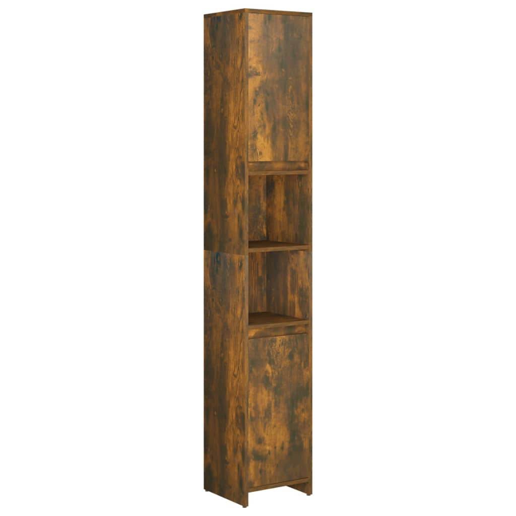 vidaXL Bathroom Cabinet Smoked Oak 30x30x183.5 cm Engineered Wood