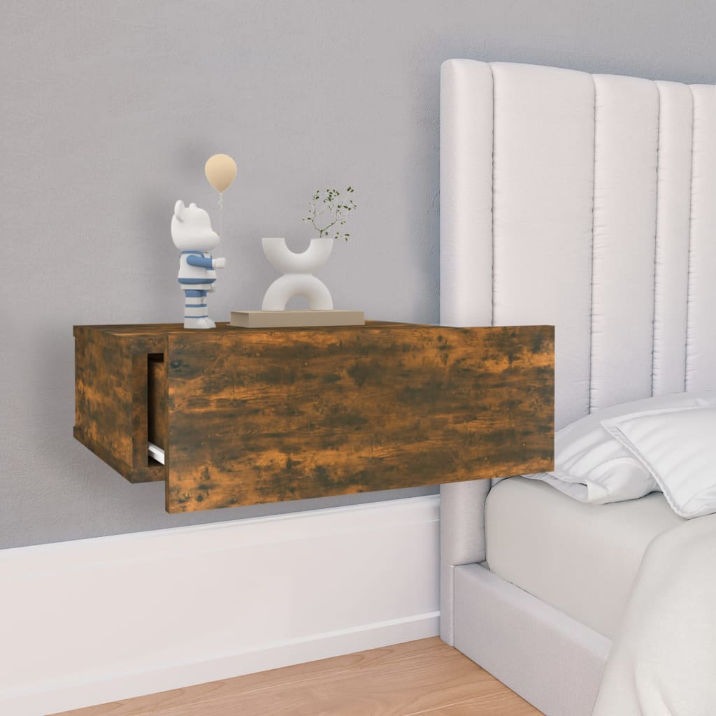 Floating Nightstand Smoked Oak 40x30x15 cm Engineered Wood