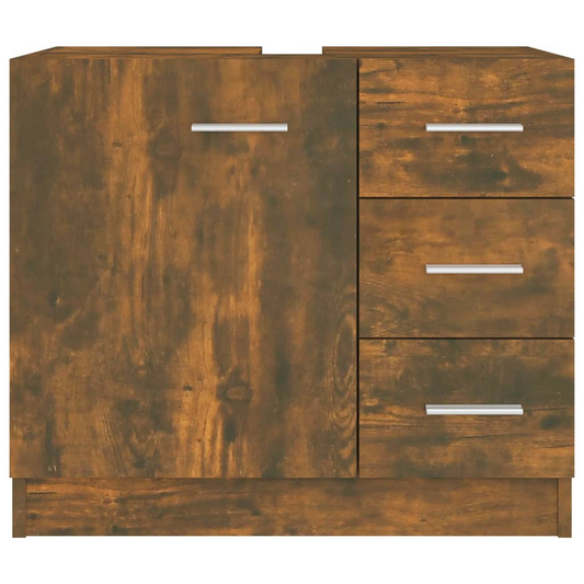 vidaXL Sink Cabinet Smoked Oak 63x30x54 cm Engineered Wood