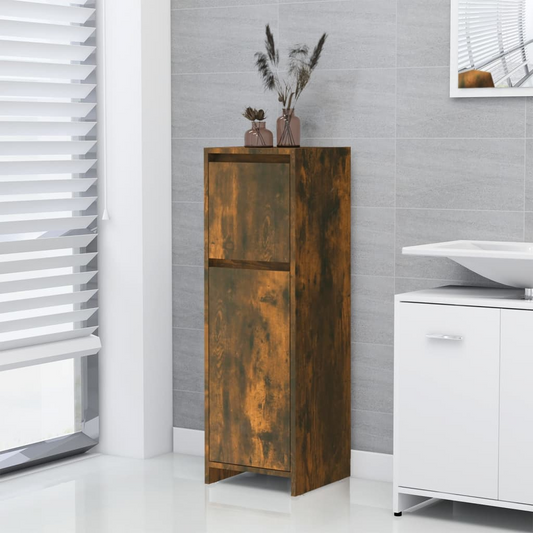 vidaXL Bathroom Cabinet Smoked Oak 30x30x95 cm Engineered Wood