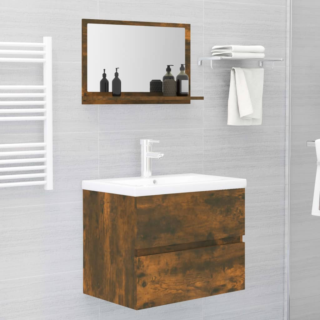 Bathroom Mirror Smoked Oak 60x10.5x37 cm Engineered Wood