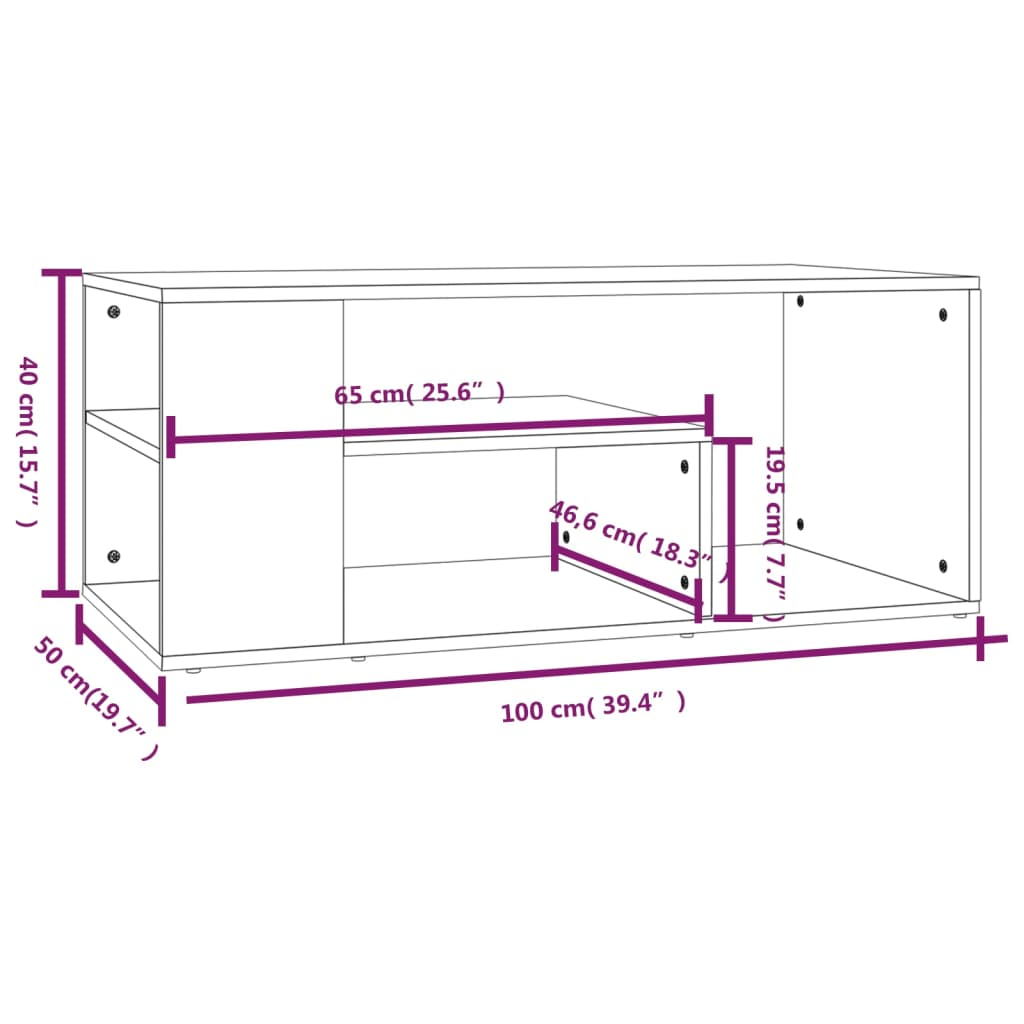 Coffee Table Grey Sonoma 100x50x40 cm Engineered Wood