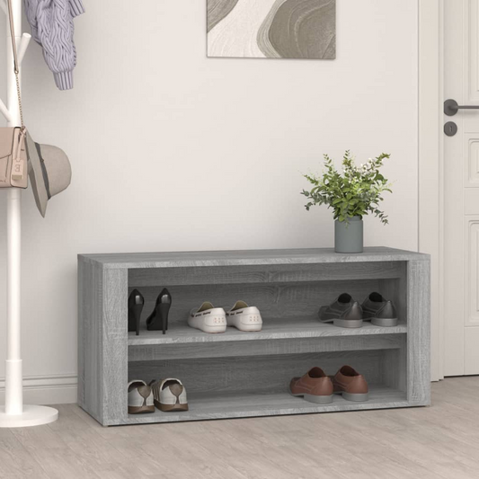 vidaXL Shoe Rack Grey Sonoma 100x35x45 cm Engineered Wood