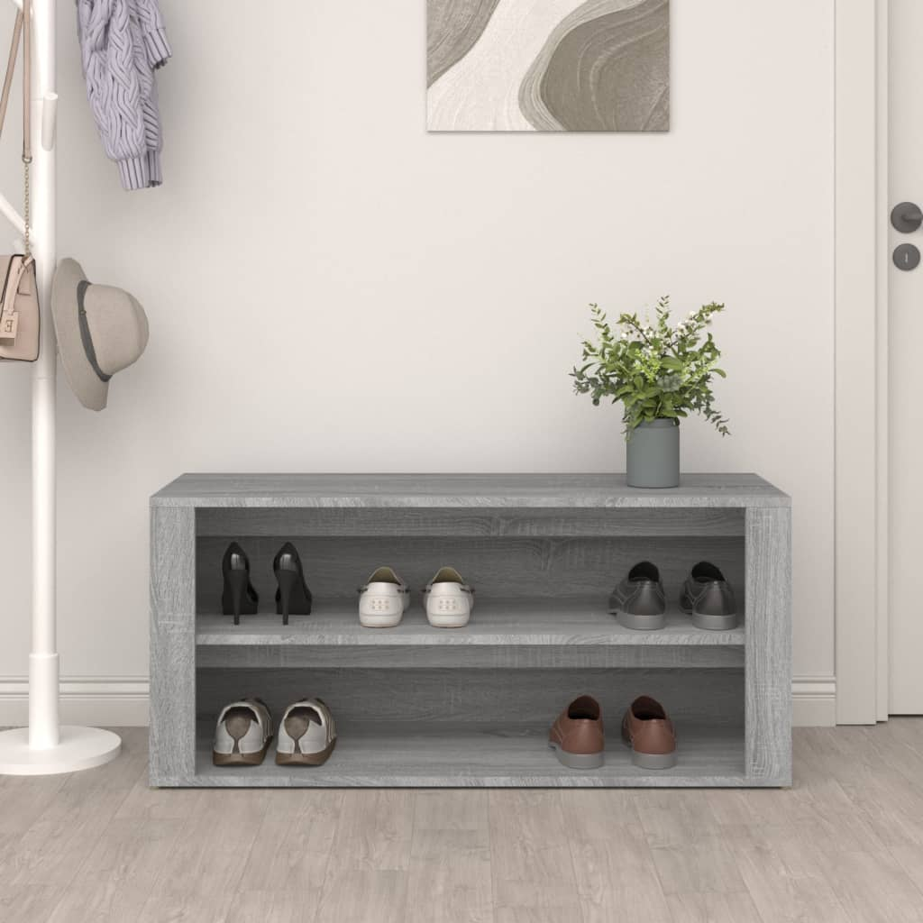 vidaXL Shoe Rack Grey Sonoma 100x35x45 cm Engineered Wood