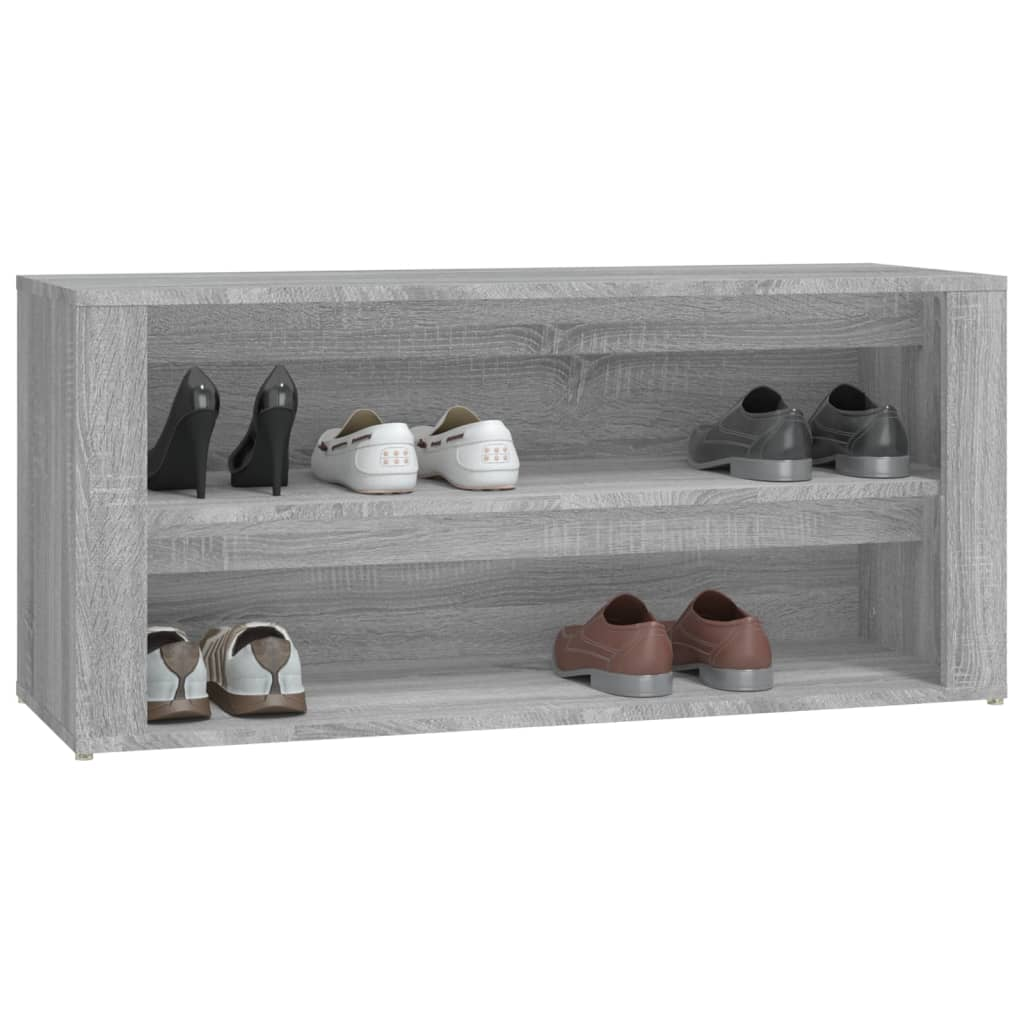 vidaXL Shoe Rack Grey Sonoma 100x35x45 cm Engineered Wood