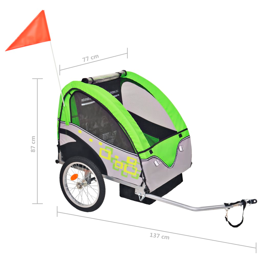 Bike Trailer Grey and Green 30 kg