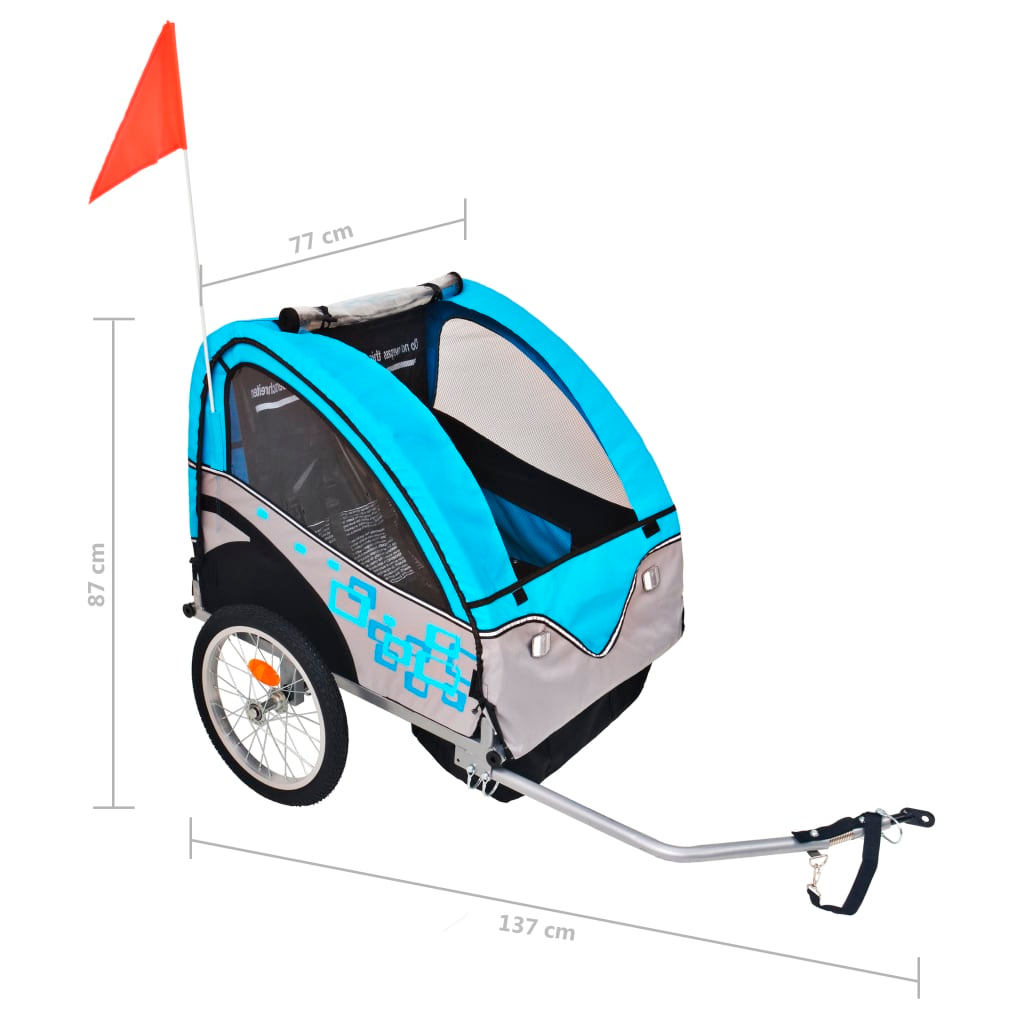 Bike Trailer Grey and Blue 30 kg