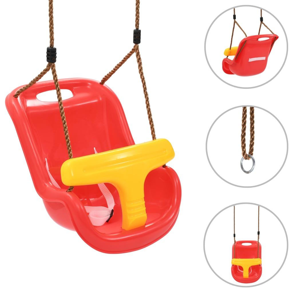 vidaXL Baby Swings 2 pcs with Safety Belt PP Red