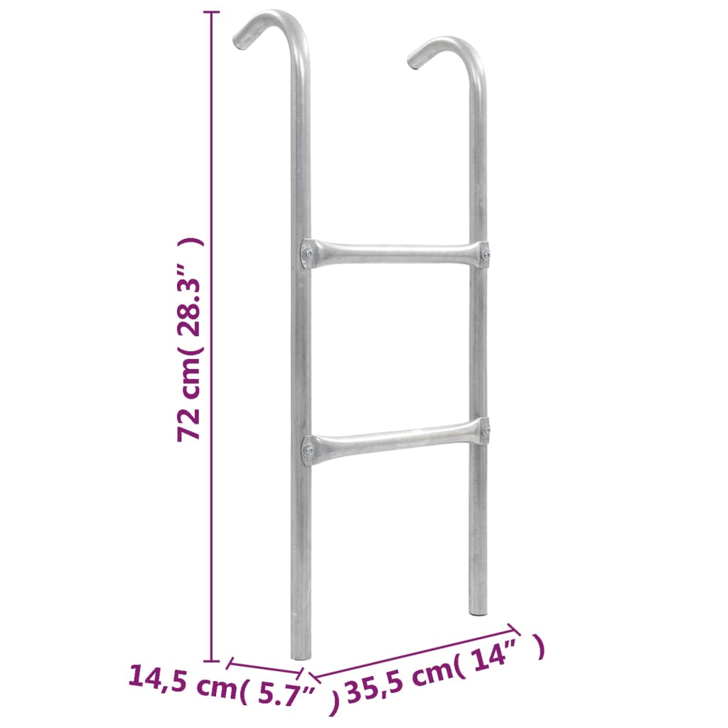 2-Step Trampoline Ladder Steel Silver 72 cm