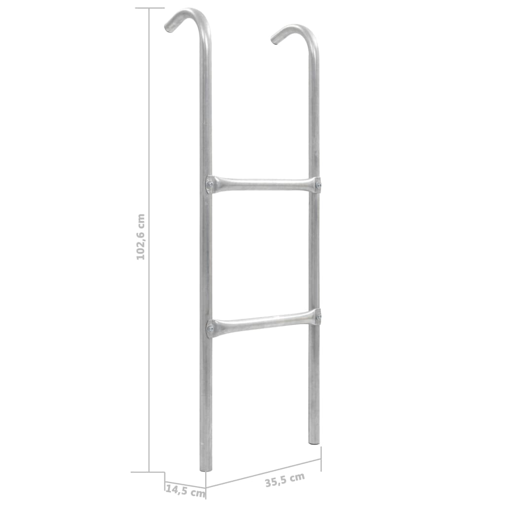 2-Step Trampoline Ladder Steel Silver 102.6 cm