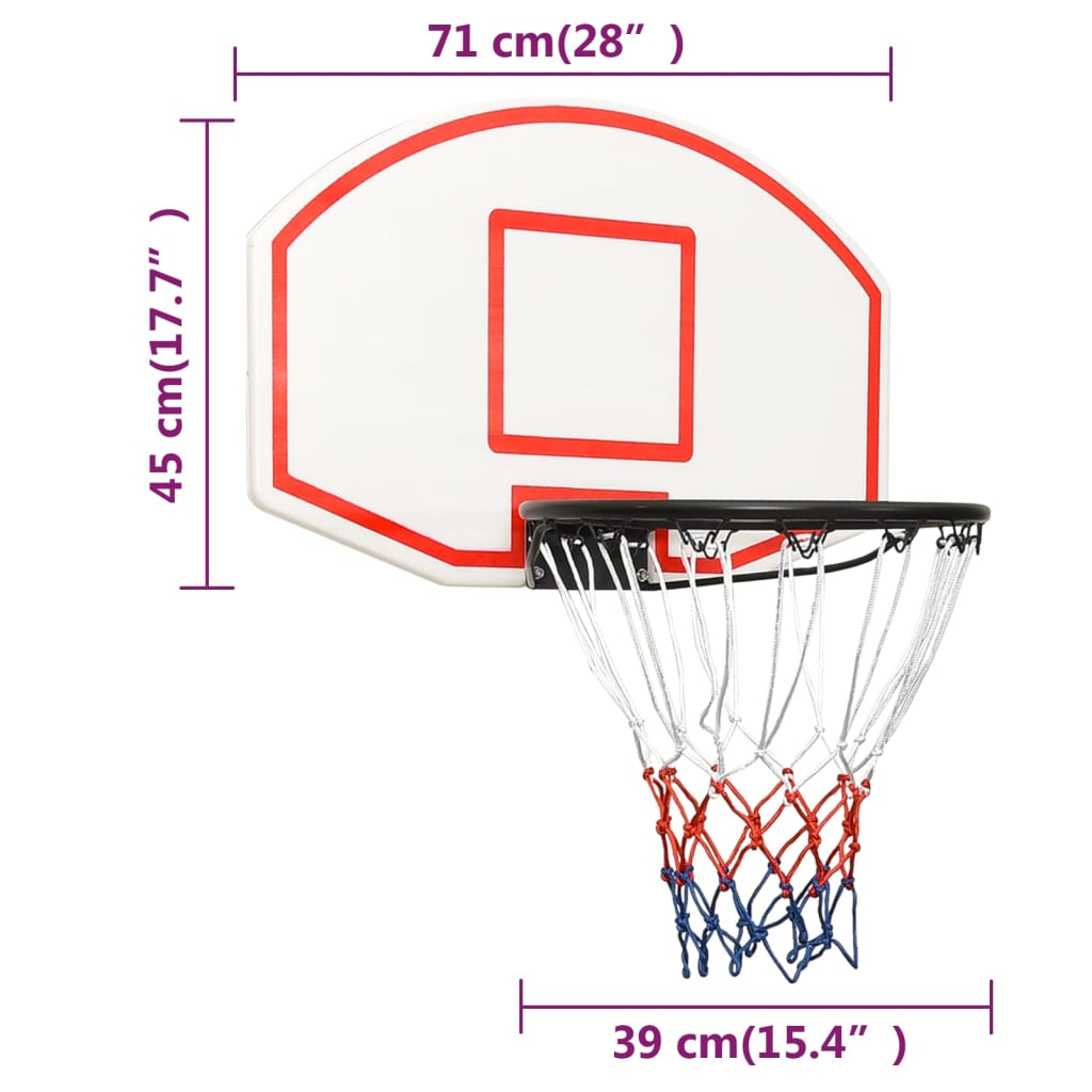 vidaXL Basketball Backboard White 71x45x2 cm Polyethene