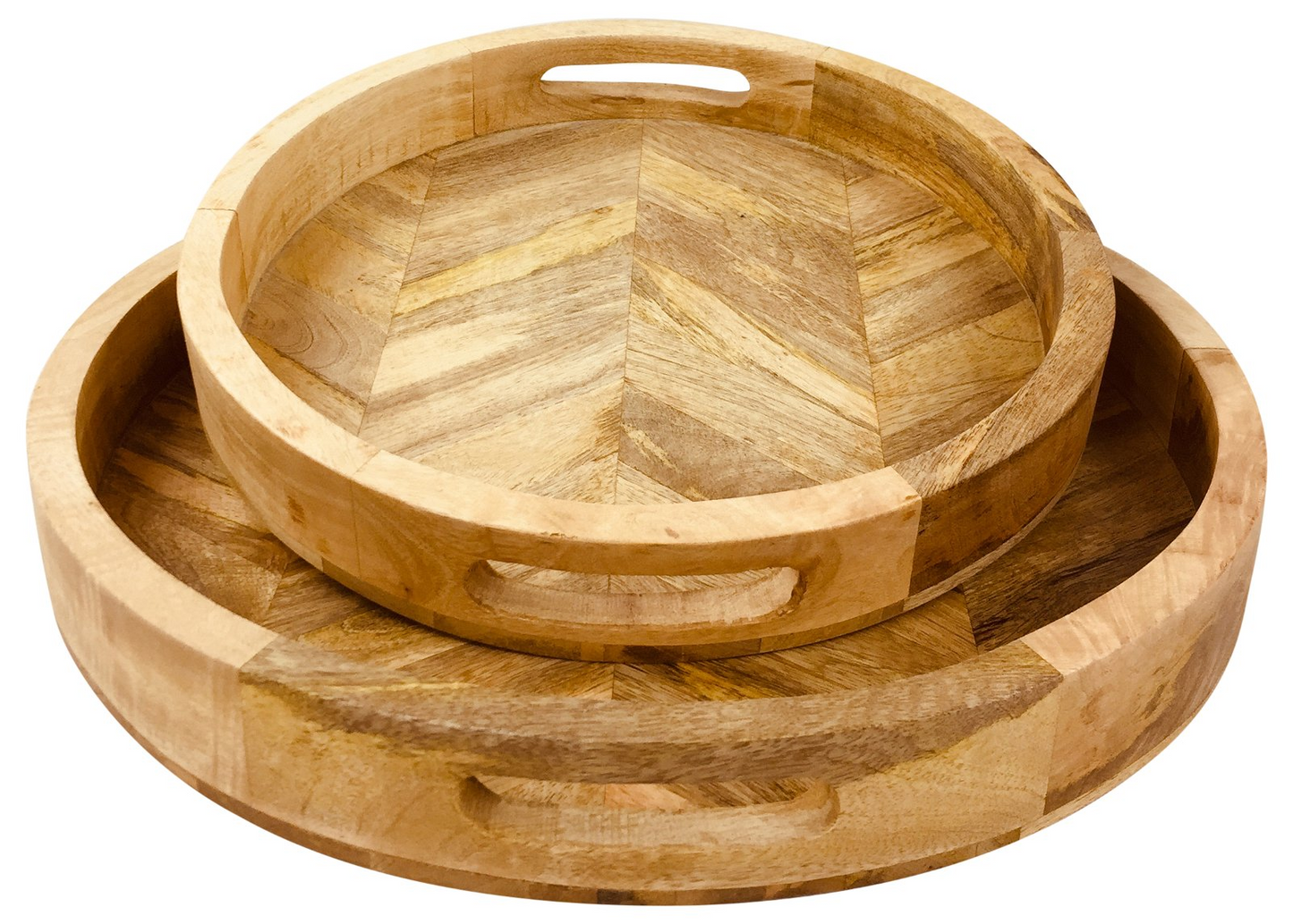 Herringbone Wood Trays Set of 2