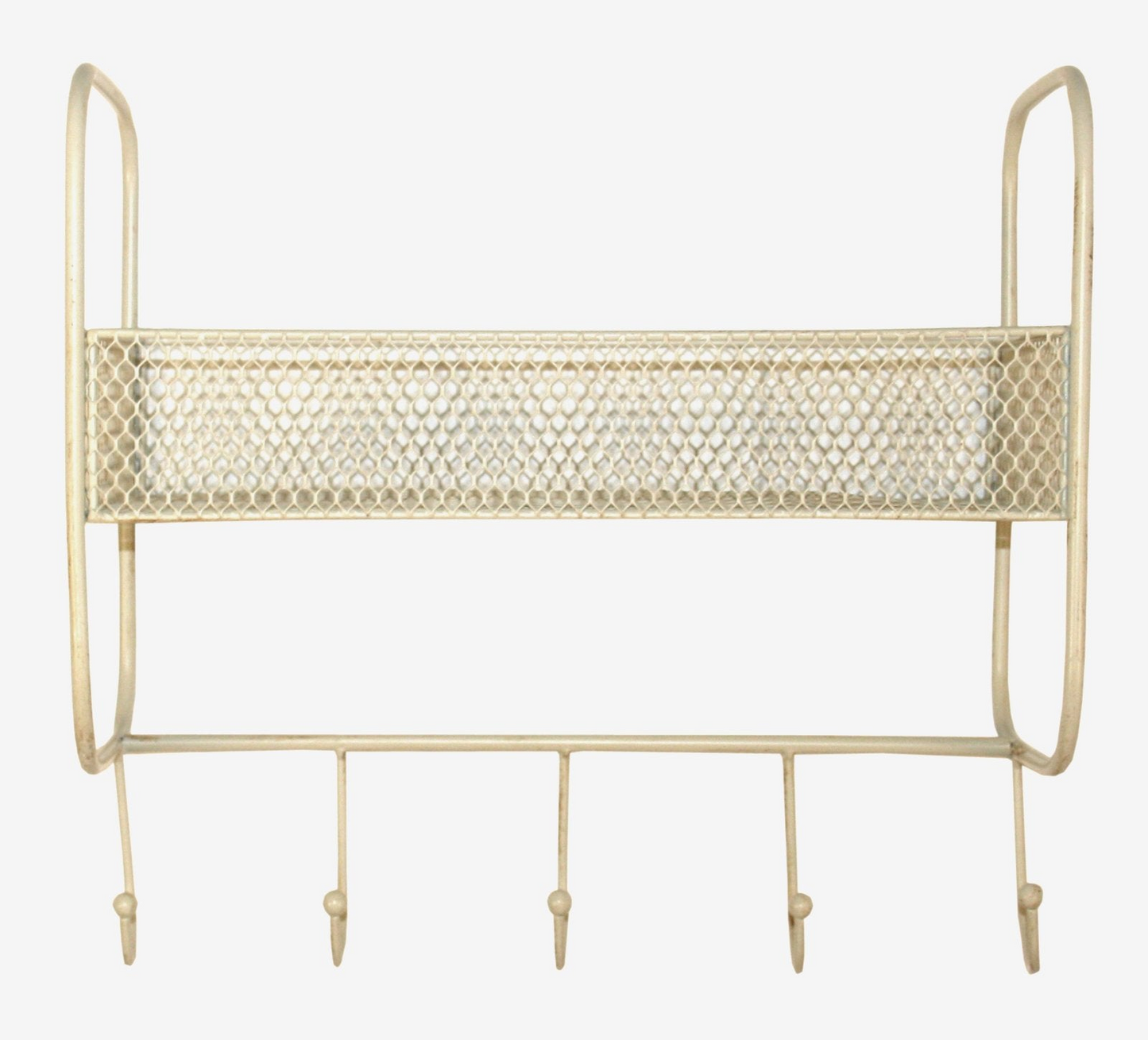 Mesh Wall Shelf With 5 Hooks Cream