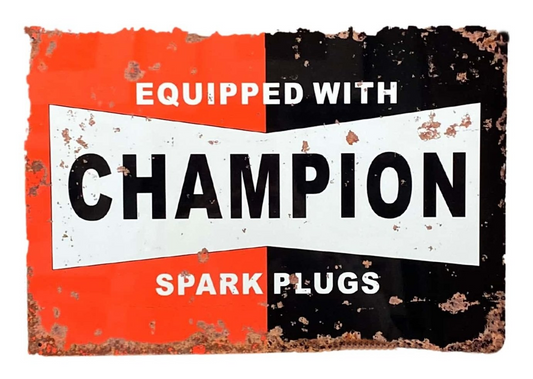 Metal Wall Sign Plaque - Champion Spark Plugs