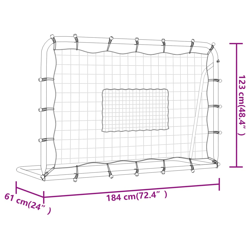 vidaXL Football Net Rebounder White&Black 184x61x123 cm Steel and PE