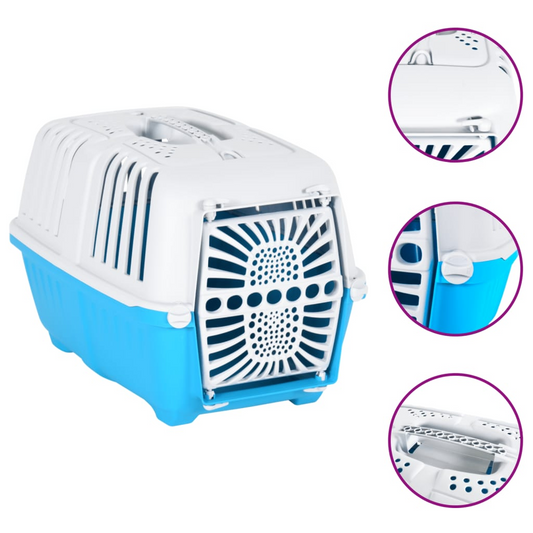 Pet Carrier White and Blue 48x31.5x33cm Polypropylene