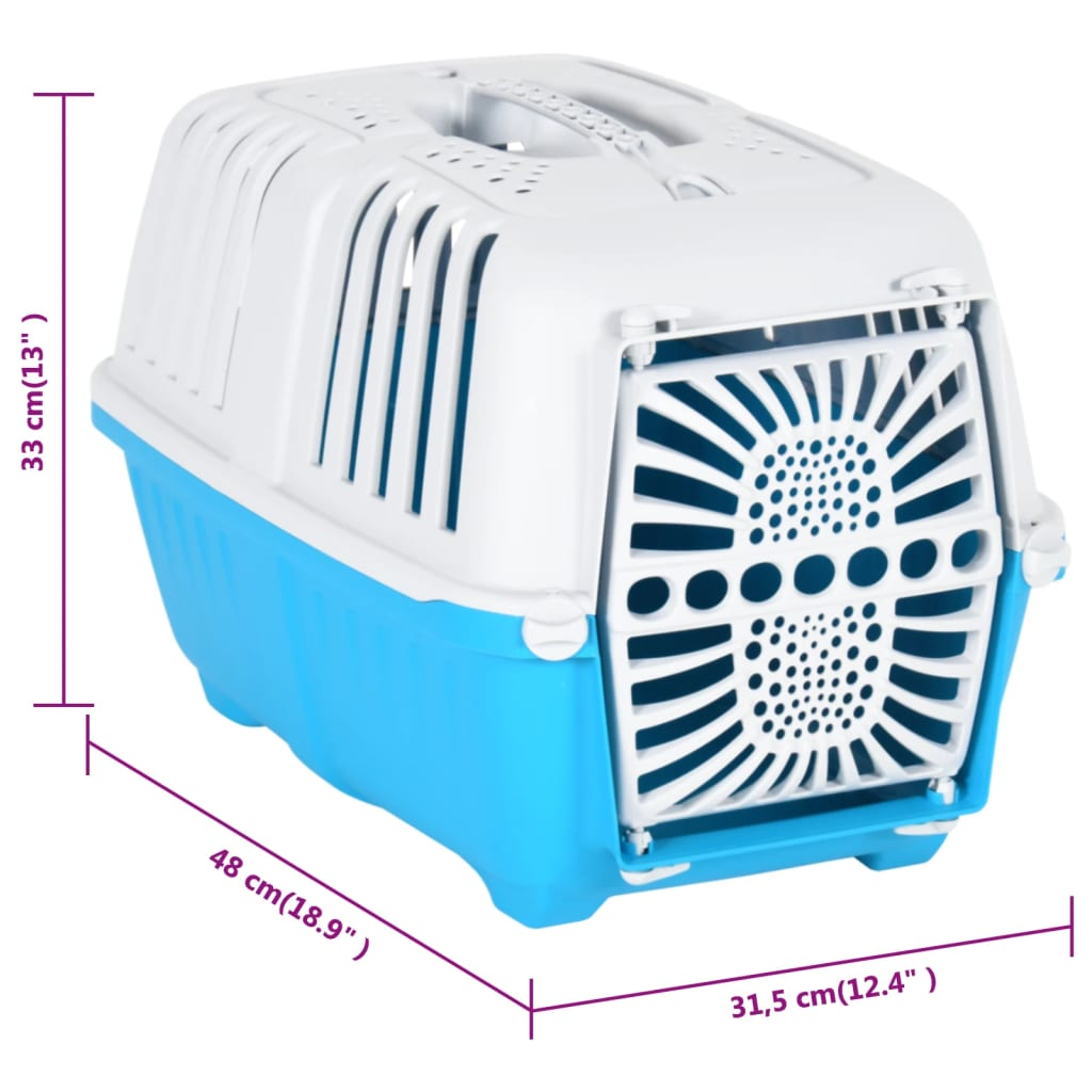 Pet Carrier White and Blue 48x31.5x33cm Polypropylene