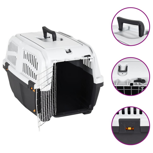 vidaXL Pet Carrier with Metal Door 60x40x39 cm Polypropylene