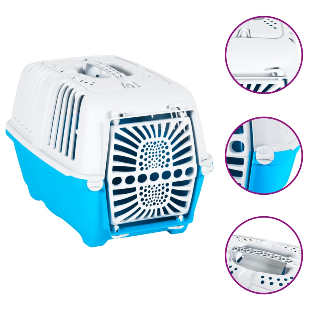 Pet Carrier White and Blue 55x36x36cm Polypropylene