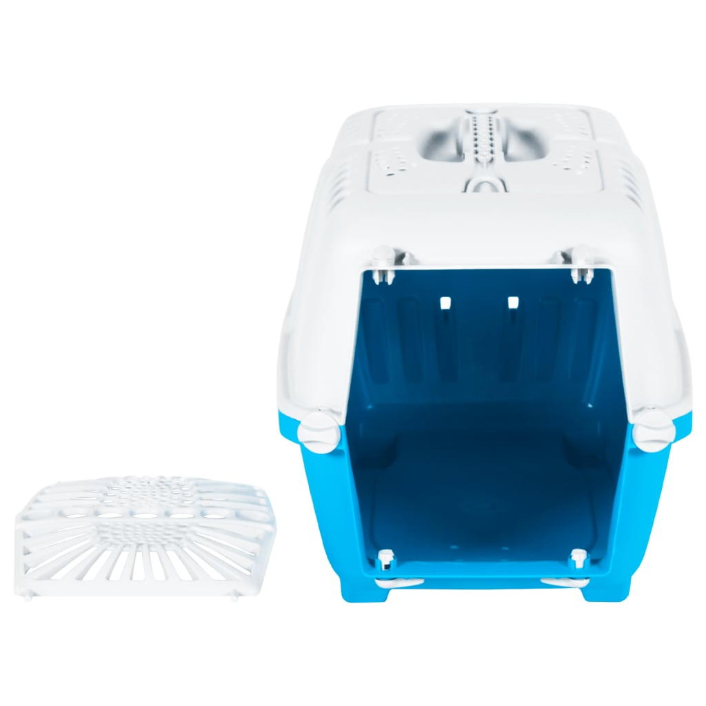 Pet Carrier White and Blue 55x36x36cm Polypropylene