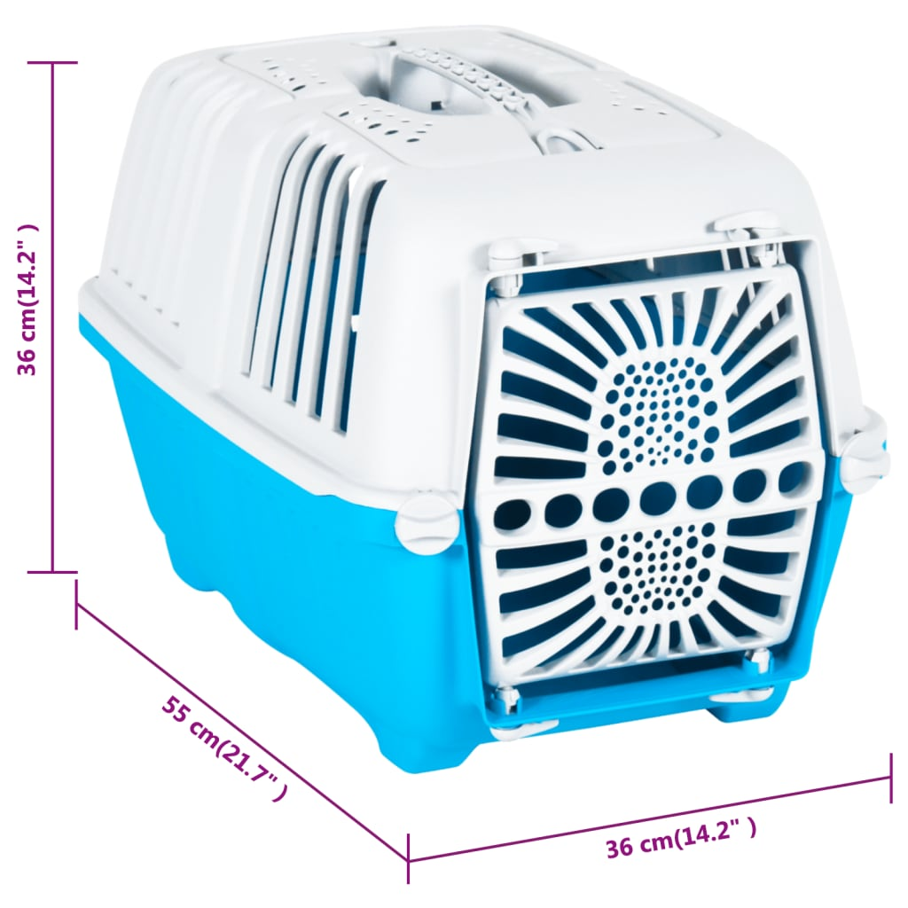 Pet Carrier White and Blue 55x36x36cm Polypropylene