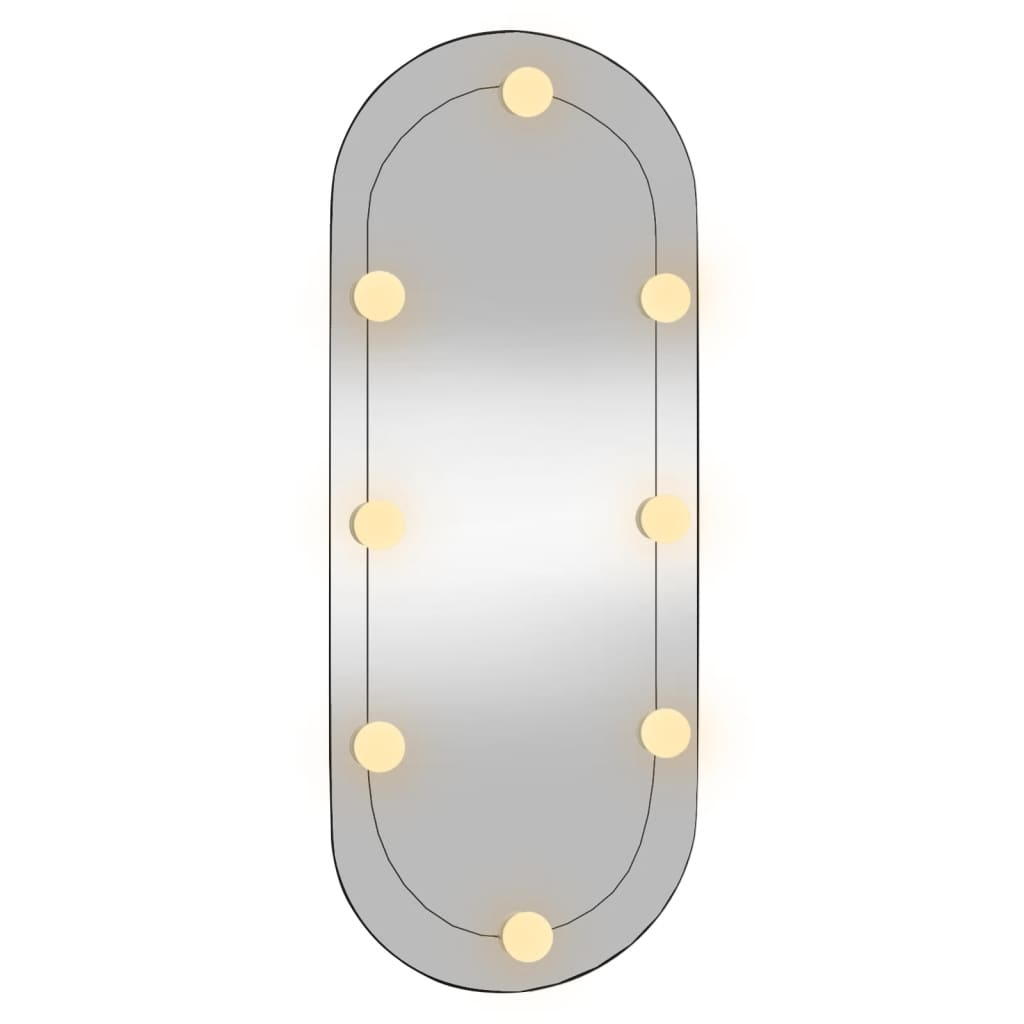 vidaXL Wall Mirror with LED Lights 30x70 cm Glass Oval