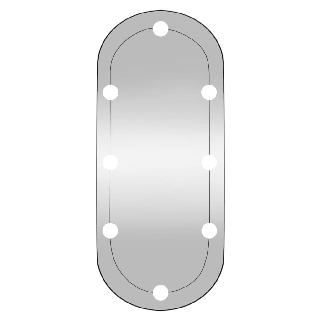 vidaXL Wall Mirror with LED Lights 30x70 cm Glass Oval