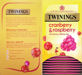 Twinings Cranberry & Raspberry Fruit Tea Bags Individually Enveloped Tagged UK