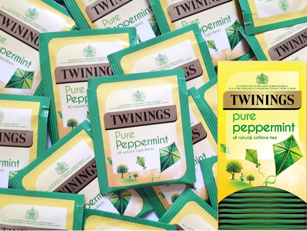 Twinings Pure Peppermint Tea Bags Individually Enveloped Tagged Herbal Sachets