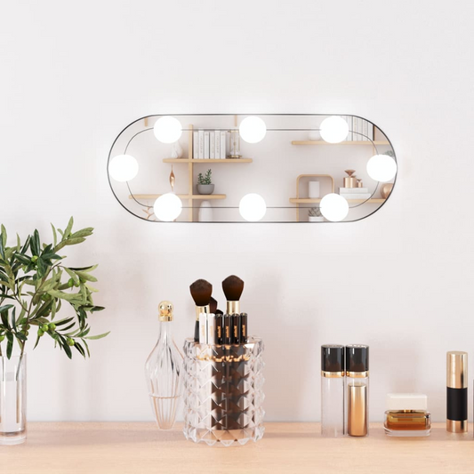 vidaXL Wall Mirror with LED Lights 15x40 cm Glass Oval