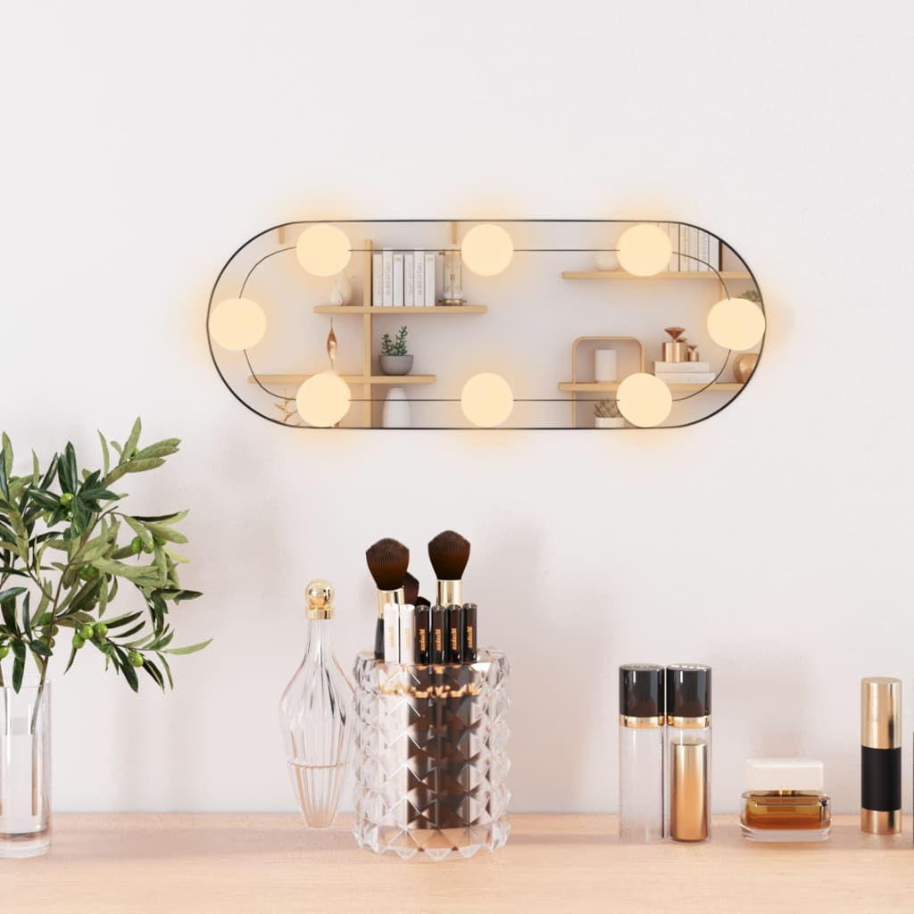 vidaXL Wall Mirror with LED Lights 15x40 cm Glass Oval