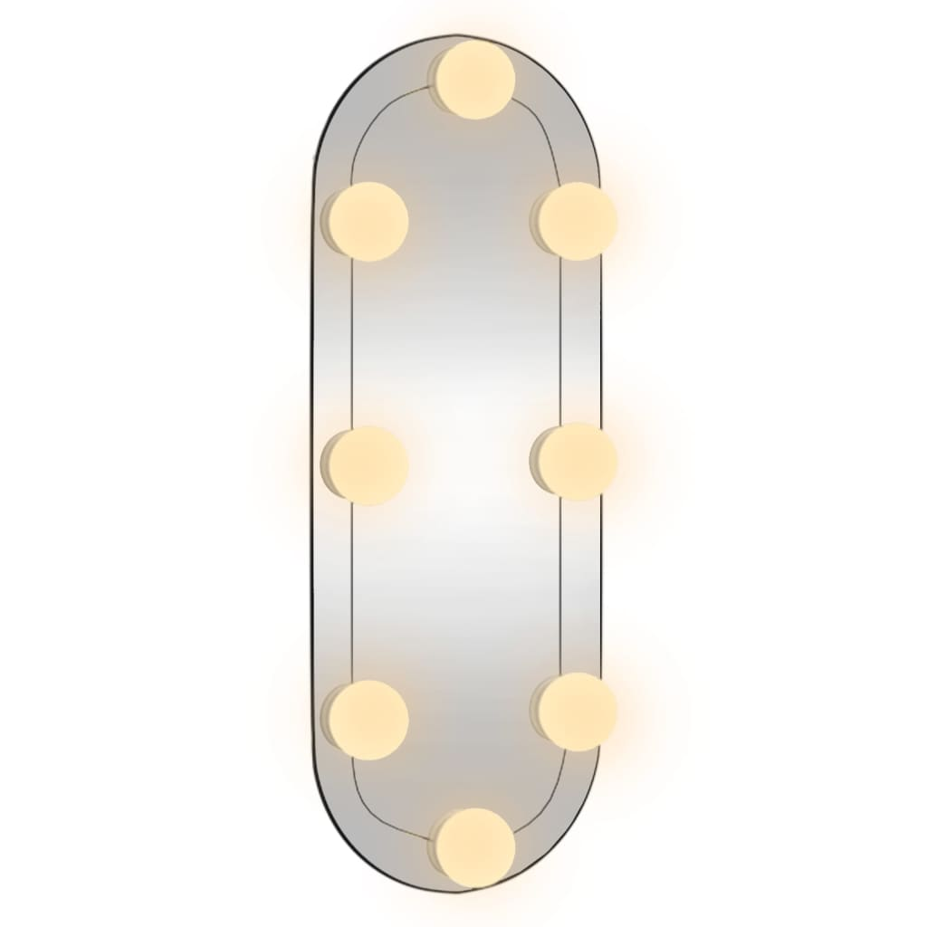 vidaXL Wall Mirror with LED Lights 15x40 cm Glass Oval