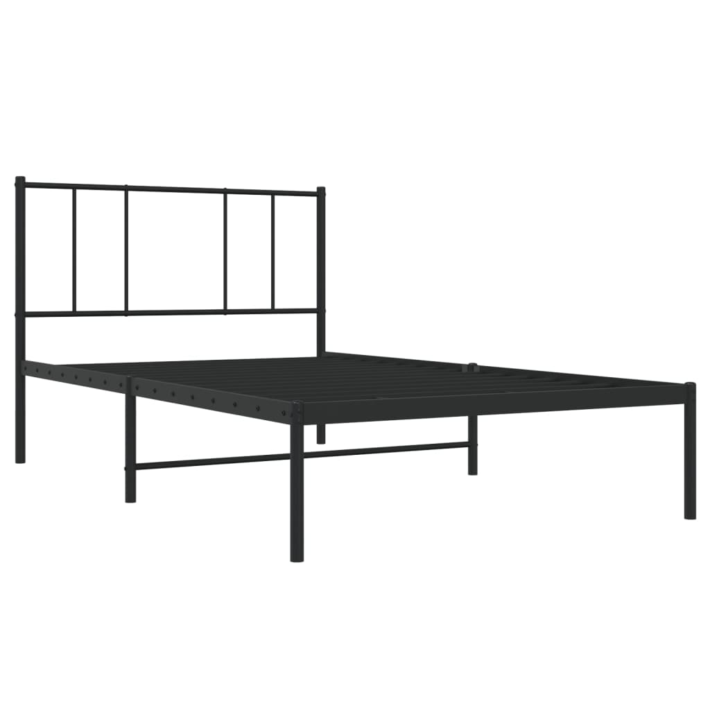 vidaXL Metal Bed Frame with Headboard Black 100x190 cm