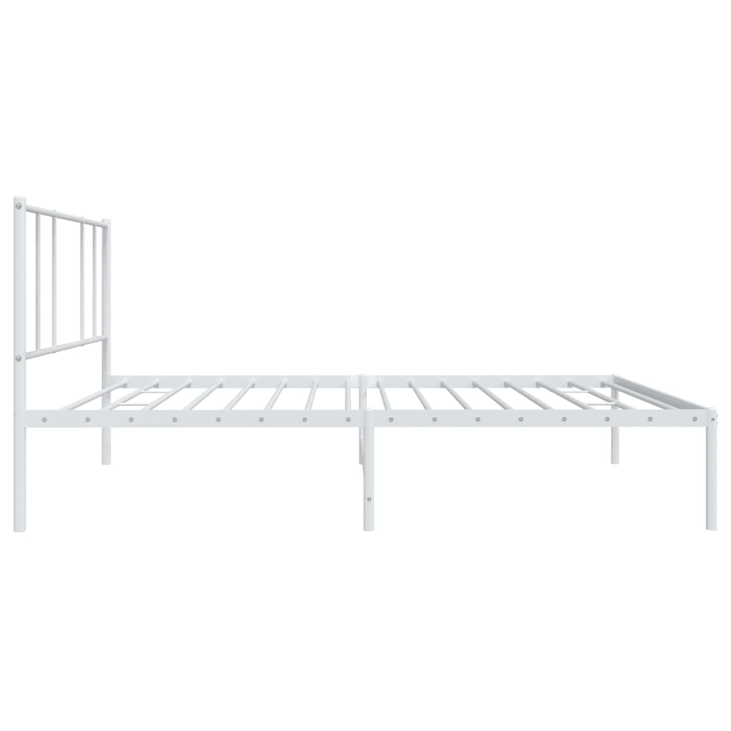 vidaXL Metal Bed Frame with Headboard White 100x200 cm