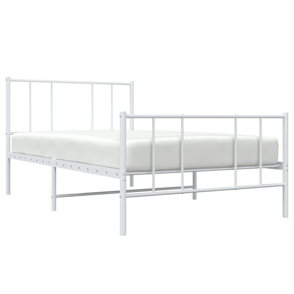 vidaXL Metal Bed Frame with Headboard and Footboard White 75x190 cm Small Single