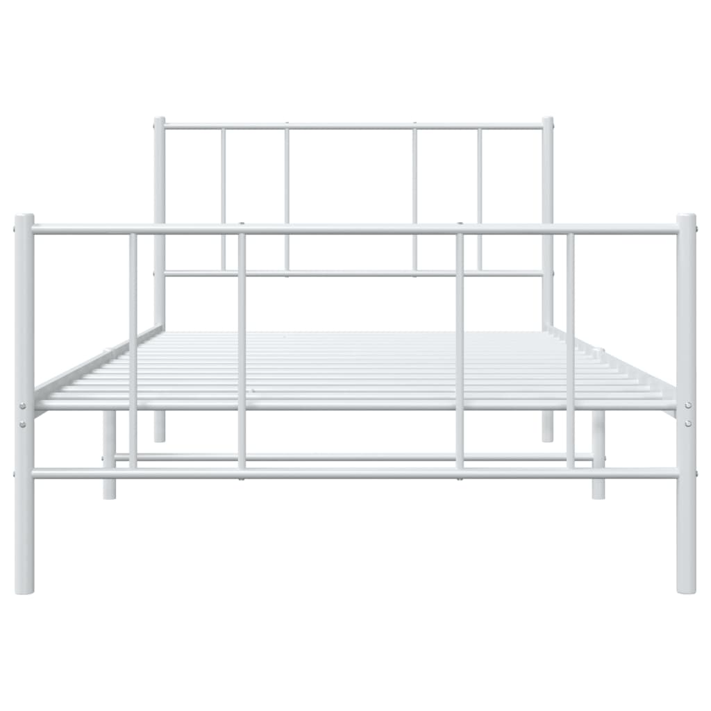 vidaXL Metal Bed Frame with Headboard and Footboard White 75x190 cm Small Single