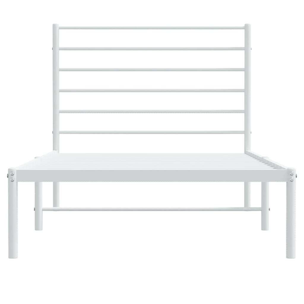 vidaXL Metal Bed Frame with Headboard White 90x190 cm Single