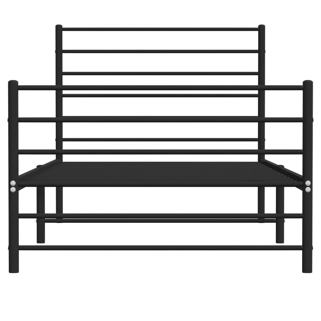 vidaXL Metal Bed Frame with Headboard and Footboard Black 90x200 cm