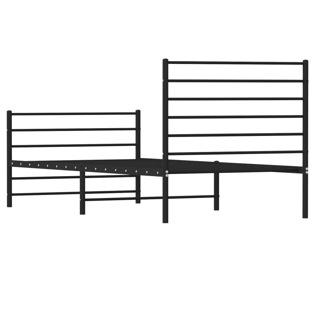 vidaXL Metal Bed Frame with Headboard and Footboard Black 90x200 cm