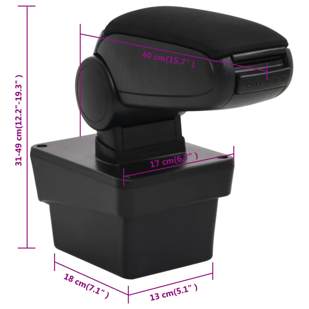 Car Armrest Black 17x40x(31-49) cm ABS